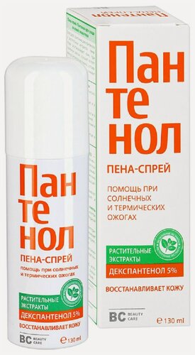 Изображение товара Пена-спрей Пантенол ВС, для лица и тела, помощь при солнечных и термических ожогах, 130 мл