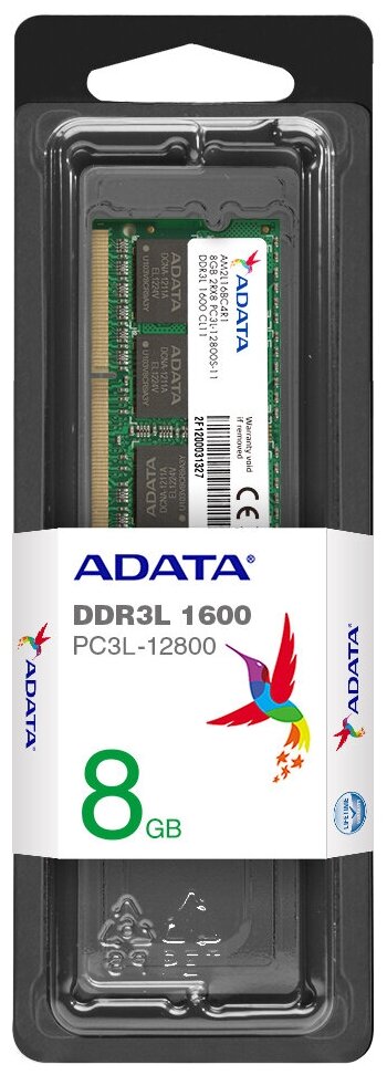 Модуль памяти ADATA 8GB DDR3 1600 SODIMM Premier ADDS1600W8G11-S CL11, 1.35V