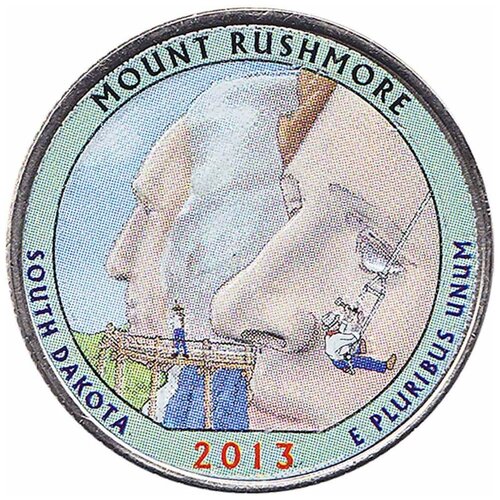 (020p) Монета США 2013 год 25 центов Гора Рашмор Вариант №1 Медь-Никель COLOR. Цветная
