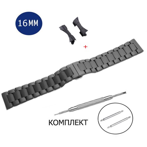 фото Стальной браслет для часов 16мм черный axiver