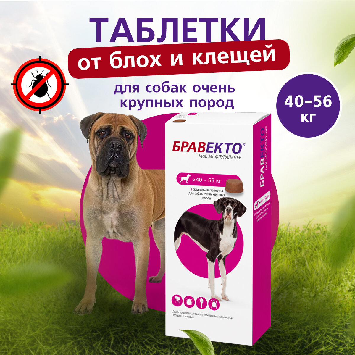 MSD Animal Health  Бравекто таблетки от блох и клещей для очень крупных пород собак 1 шт. в уп., 1 уп.