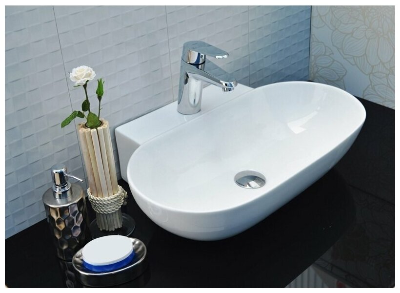 Раковина для ванной. Раковина накладная CeramaLux 9234 белый без перелива - фотография № 9