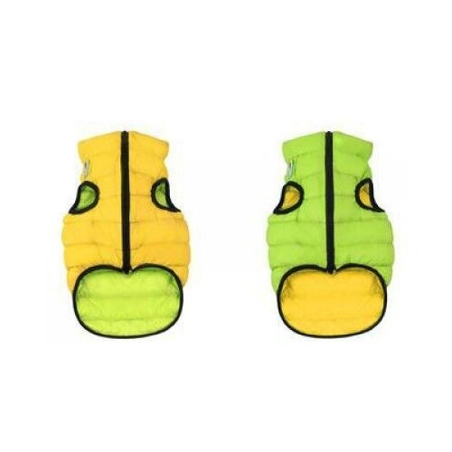 Курточка двухсторонняя для собак размер S 30, салатово-желтая. Спина: 57-59см, объем груди: 27-30см