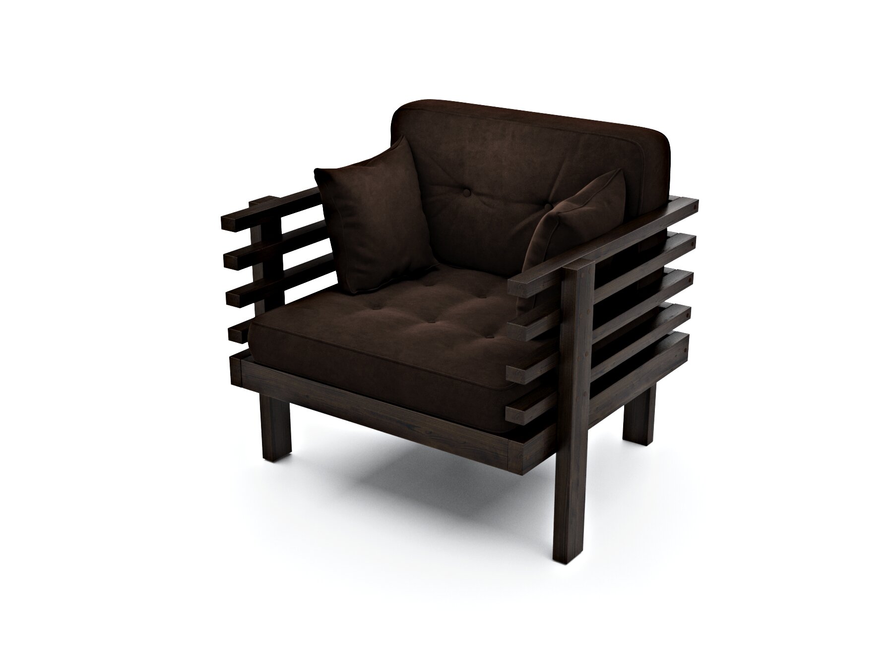 Кресло стоун, коричневый-венге, велюр, массив дерева, с подлокотниками, садовое, на дачу, скандинавский лофт