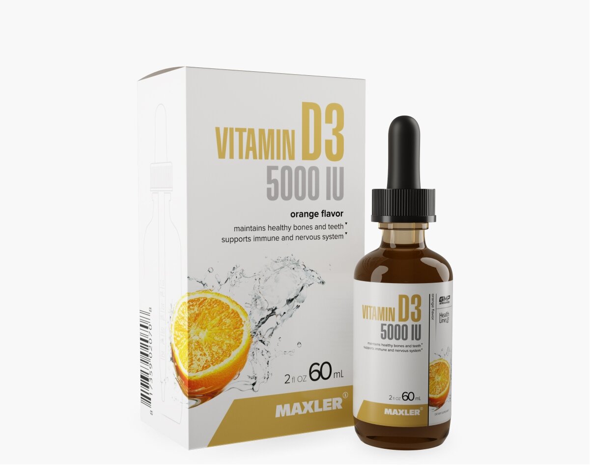 Витамин Д3+К2 Укрепление иммунитета D3+K2 Vitamin Complex 60 мл (Maxler) Лимон — фото 1