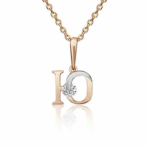 Подвеска Diamant online комбинированное золото 585 проба фианит размер 16 см прозрачный 10427₽