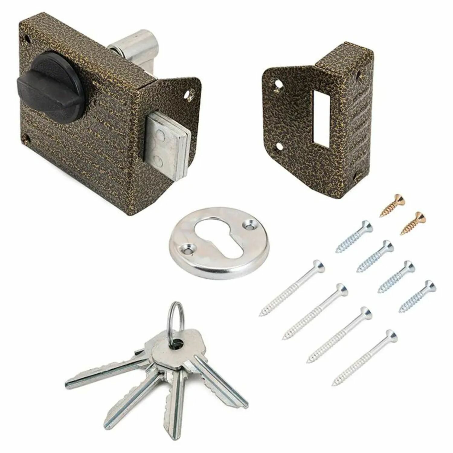 Замок накладной Зенит ЗН1-2 (цвет бронза), цилиндровый механизм — фото 1