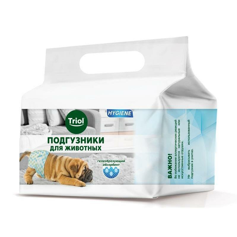 Подгузники для собак XS вес собаки 2-4кг (уп.12шт.) серия HYGIENE Triol