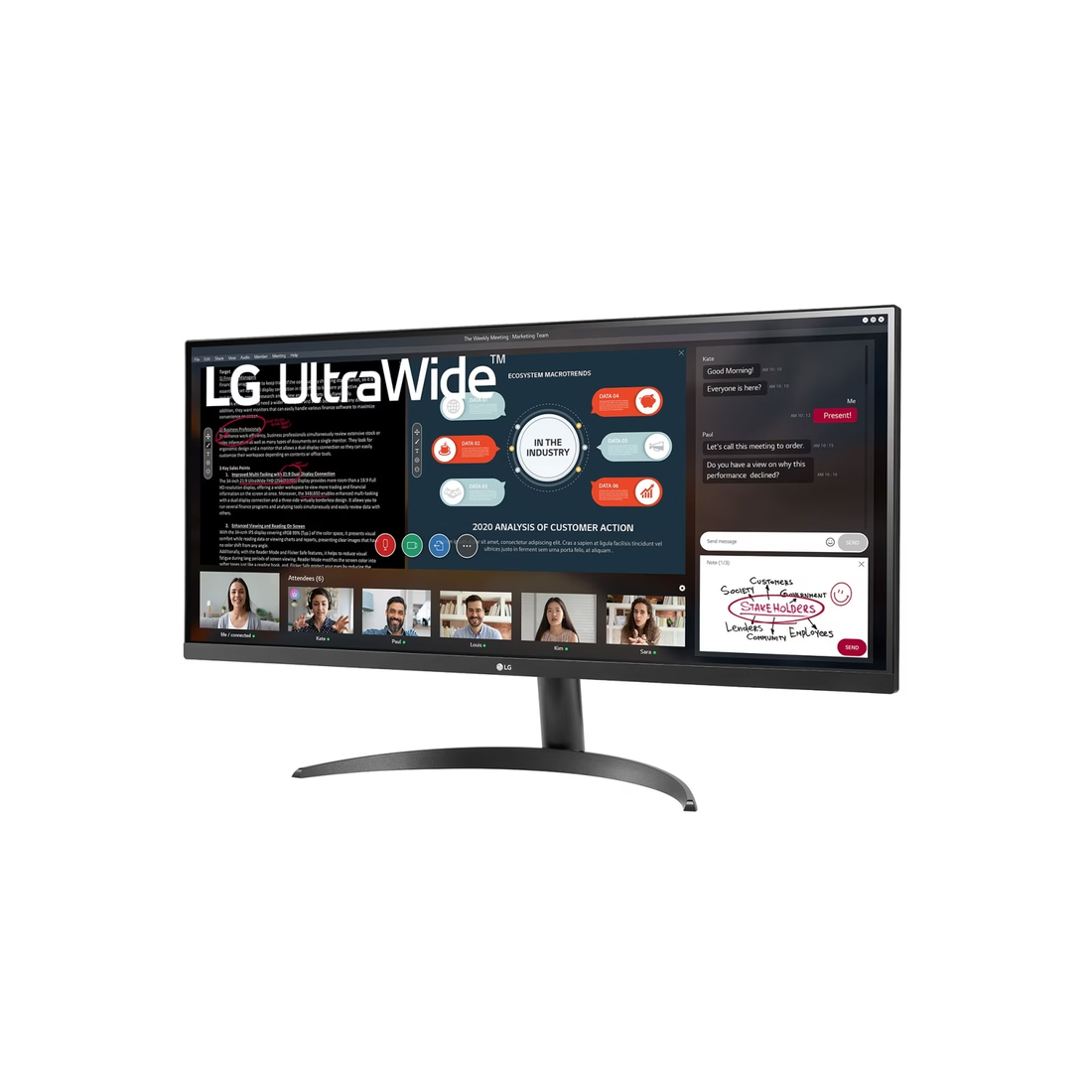 Монитор 34" LG 34WP500-B, черный матрица: IPS, 2560x1080, разъёмы: HDMI, мини-Джек 3.5