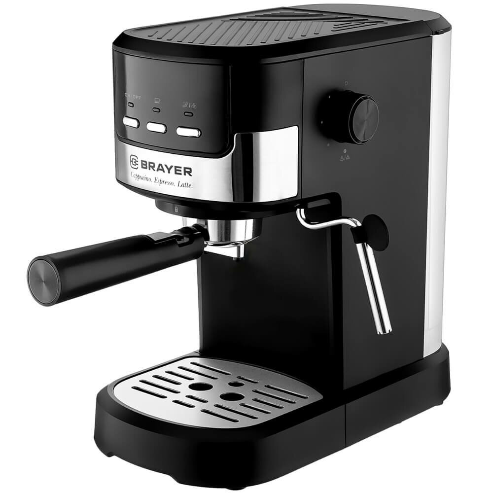 Кофеварка рожковая Brayer BR1112 1100 Вт 20 бар черный/серебристый