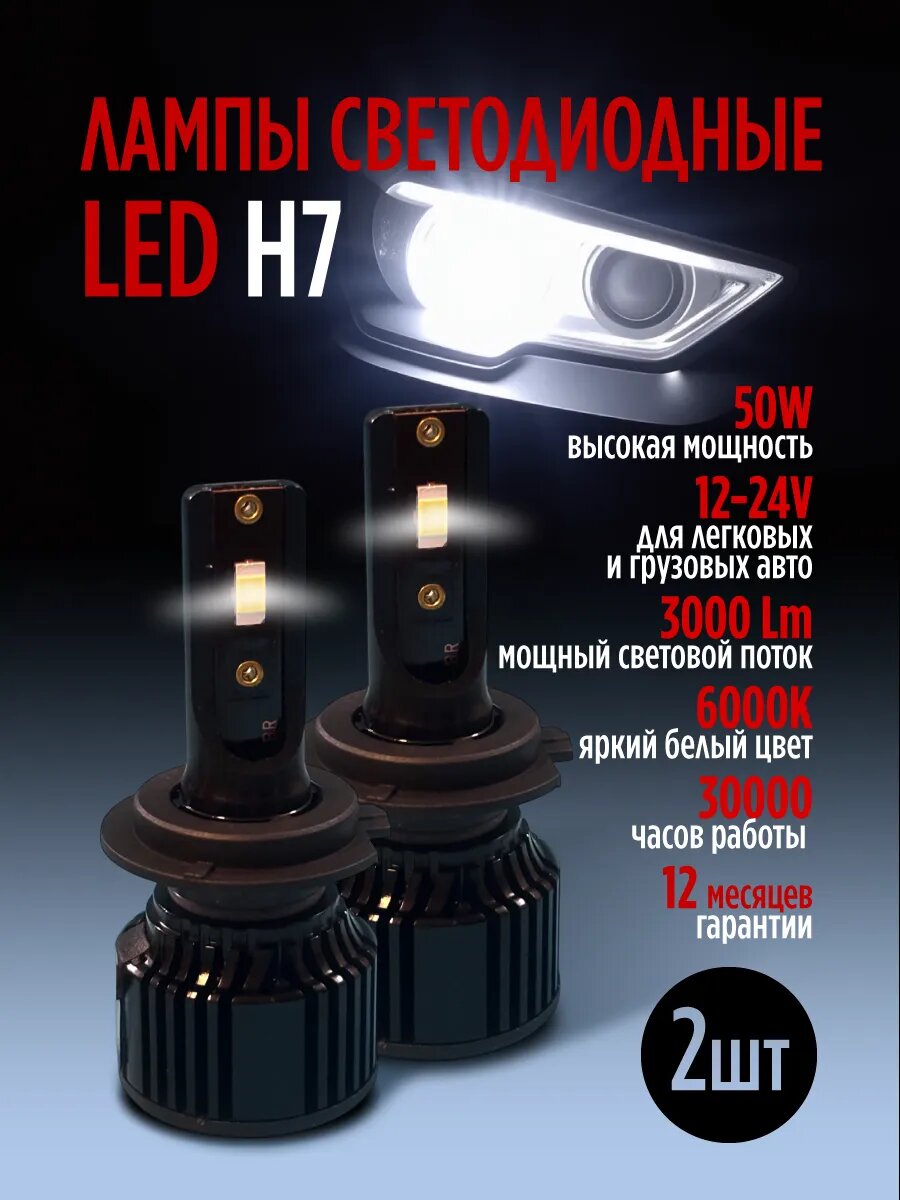 Автомобильные светодиодные LED лед лэд лампы Н7