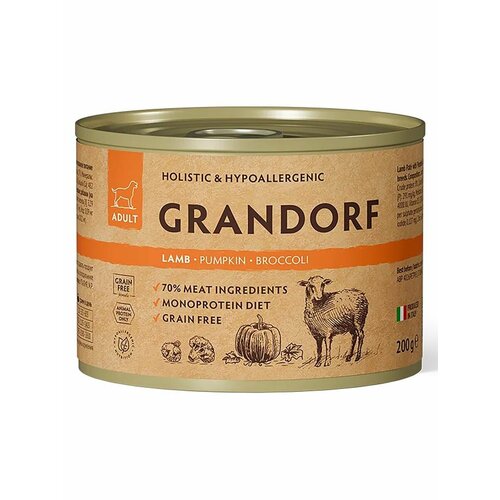 GRANDORF Adult Lamb Корм влаж. паштет из ягненка с тыквой и брокколи д/собак конс.200г