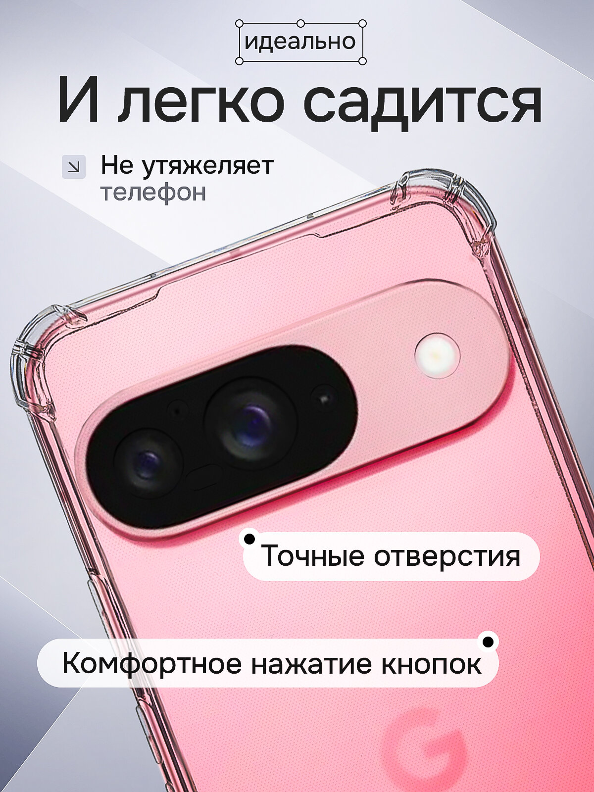 Чехол на Google Pixel 9 прозрачный противоударный с защитой углов и экрана — фото 1