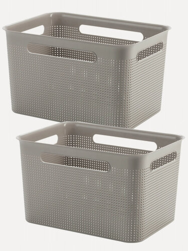 Изображение товара Набор корзин для хранения вещей с ручками, для гардеробной, спальни, прихожей Rotho Brisen L 16 л, 2 шт.