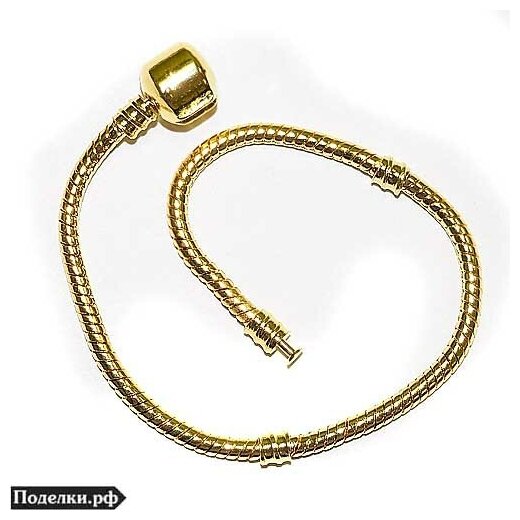 Браслет-цепочка Браслет цепь змейка с застежкой-клипсой 0007798 золотой цвет 20 см, цена за 1 шт., металл
