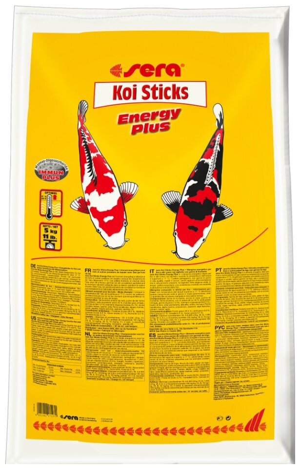 Корм для прудовых рыб Sera Koi STICKS energy plus, 5 кг