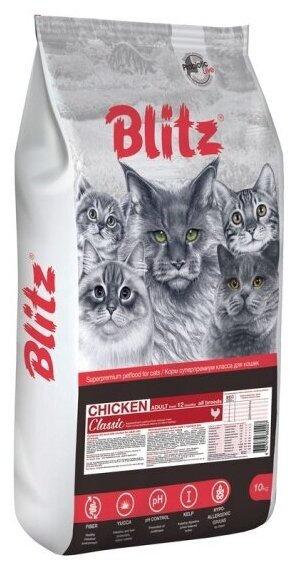 Корм сухой Blitz (pet) Blitz Adult Cats Chicken для взрослых кошек с курицей, 10 кг