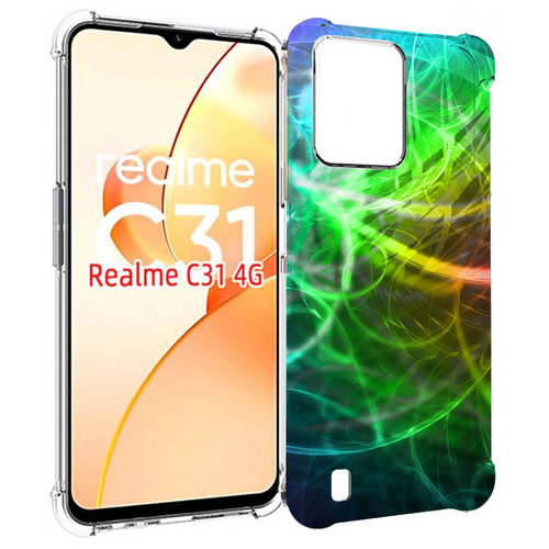 Чехол MyPads разноцветная-абстракция-линиями для OPPO Realme C31 задняя-панель-накладка-бампер