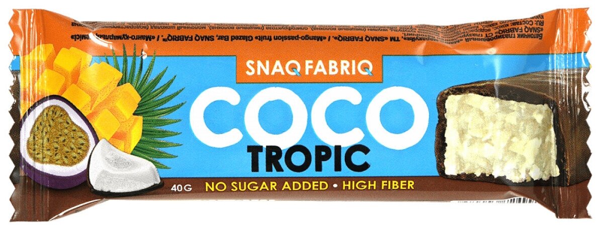 Snaq Fabriq Батончик COCO 40г Tropic Кокос и манго-маракуйя (10 шт) - фотография № 2