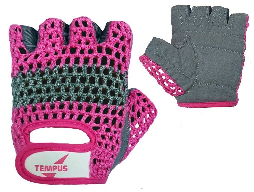 Перчатки для фитнеса серо-розовые (L)