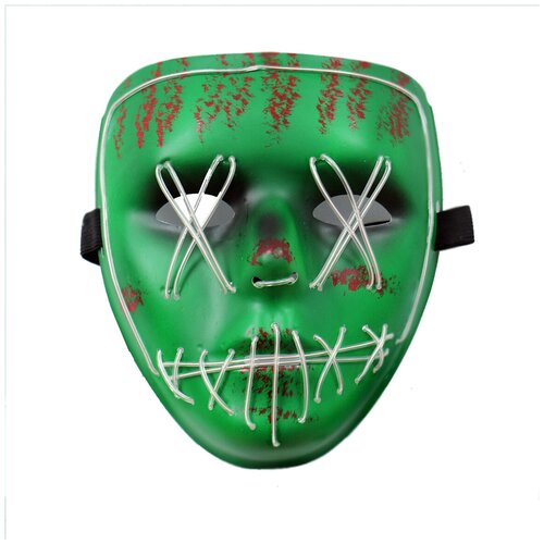 Маска Судная ночь зеленая основа подсветка белая маска неоновая судная ночь световая арт 7