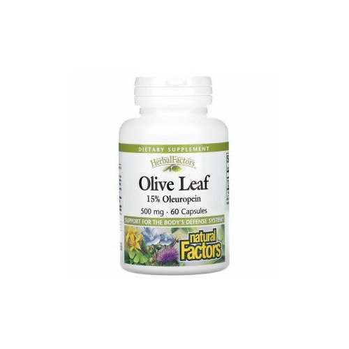 Natural Factors, Herbal Factors, листья оливкового дерева, 500 мг, 60 капсул