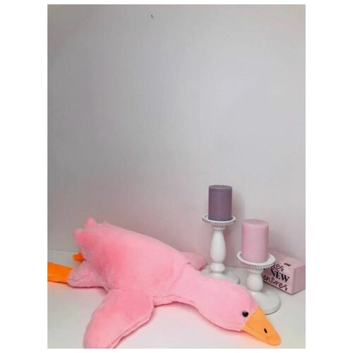 фото Мягкая игрушка гигантский гусь толстяк 110 см / подушка-обнимашка утка, розовый uni-store
