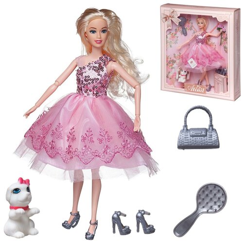 Кукла Junfa Atinil, Мой розовый мир, с собачкой, с аксессуарами, 28 см (WJ-21541) кукла с аксессуарами 28см арт yl19001e
