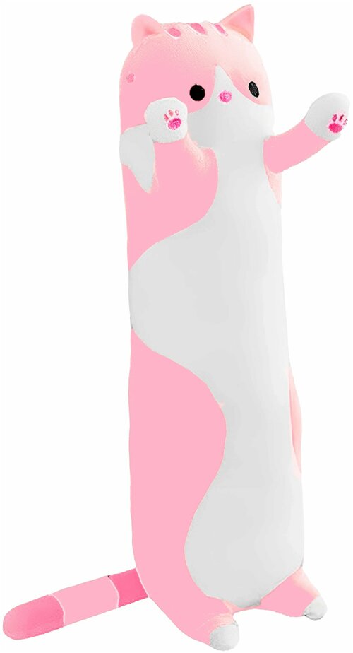 Мягкая игрушка длинный Кот батон, розовый, 110 см