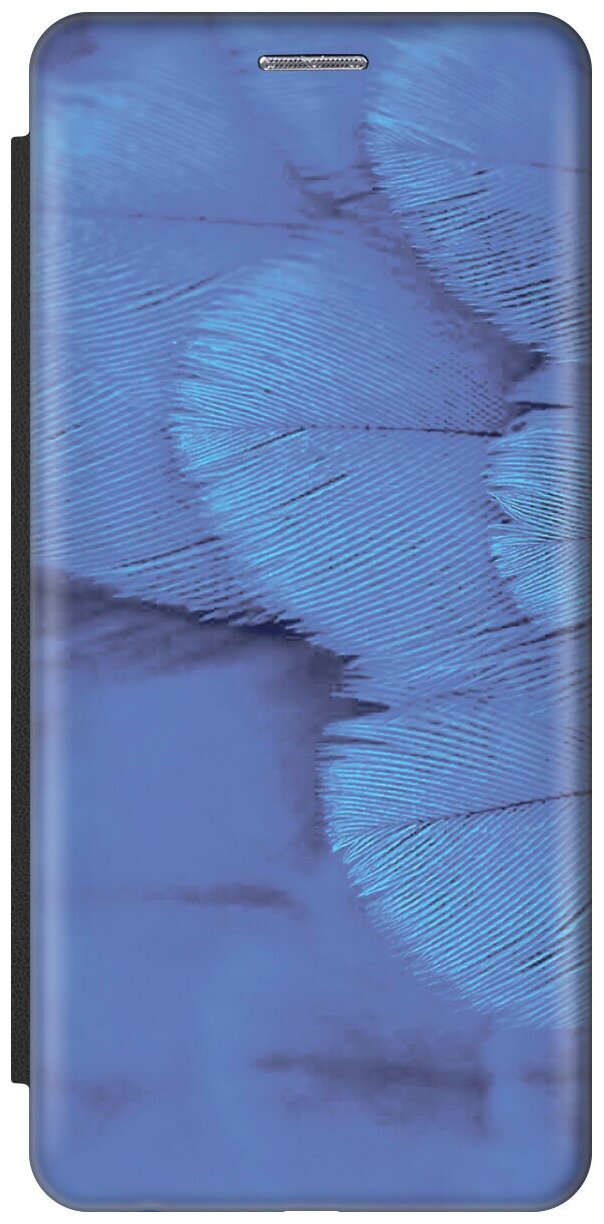 Чехол-книжка Голубые перья на Apple iPhone 6s / 6 / Эпл Айфон 6 / 6с черный