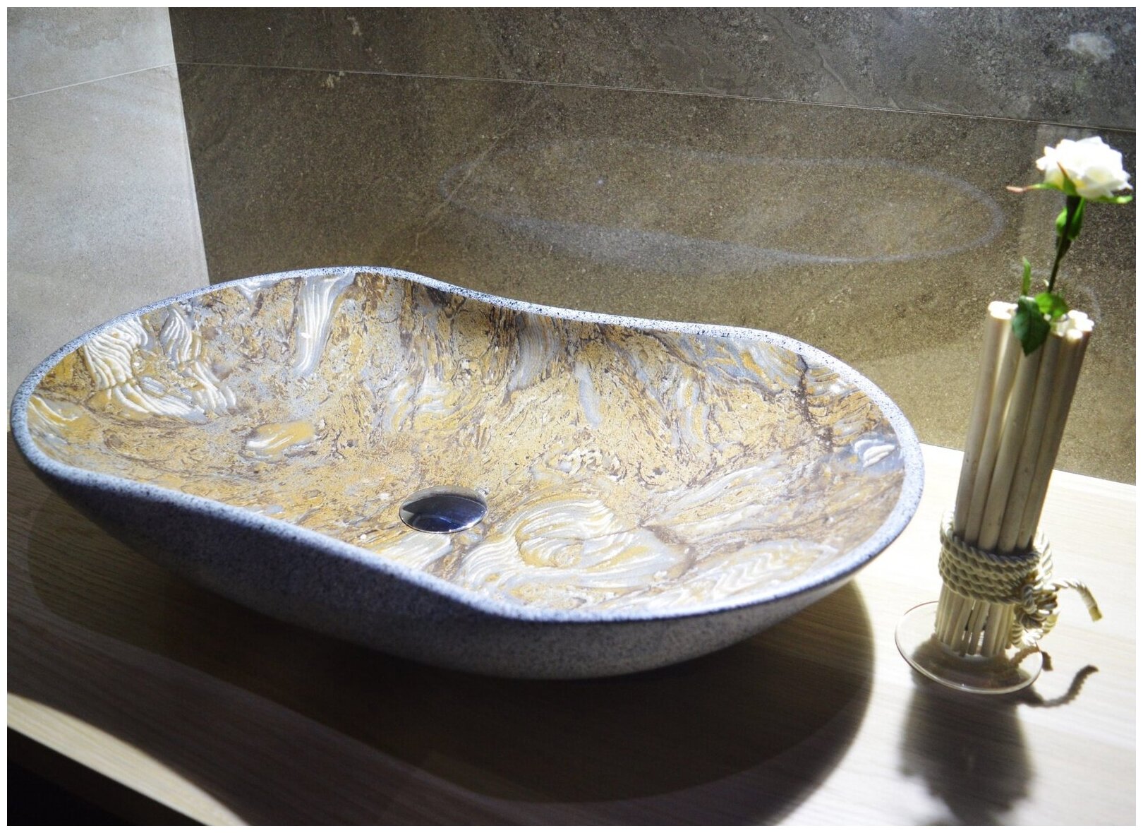 Раковина для ванной. Раковина накладная CeramaLux CL503 под камень без перелива