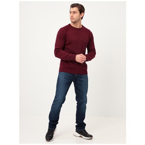 Джемпер мужской GREG G121-35237-лапша (бордо м.), Прямой силуэт / Сlassic fit, цвет Бордовый, размер 52