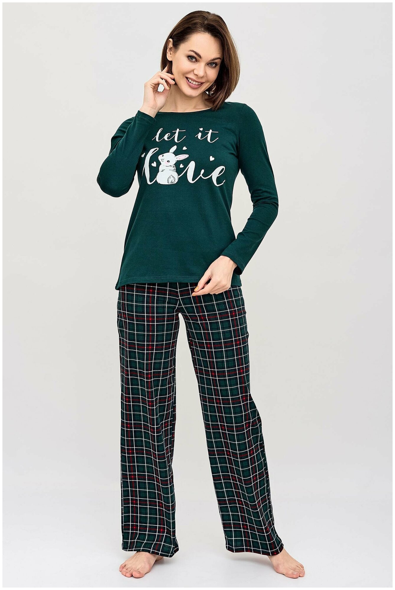 Комплект Lika Dress, брюки, лонгслив, длинный рукав, карманы, размер 48, зеленый - фотография № 2