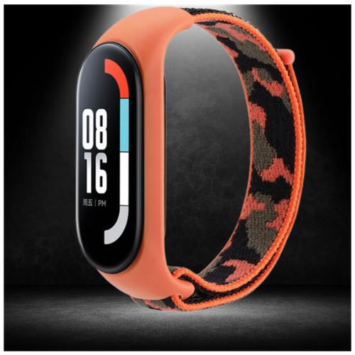 Ремешок для часов Xiaomi Mi Band 3 4 5 6 7 , нейлоновый спортивный камуфляжный браслет для ксеоми оранжевый space band