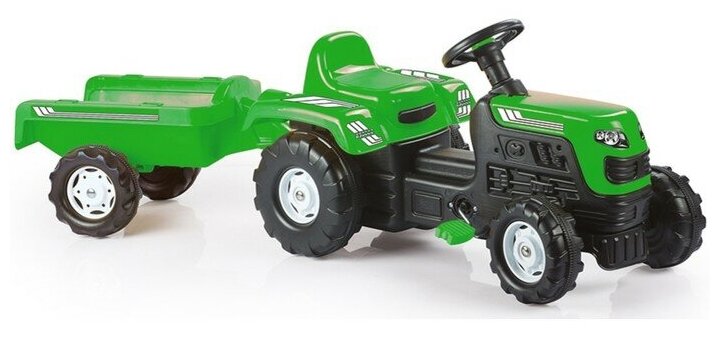 Трактор на педалях с прицепом, цвет зелёный