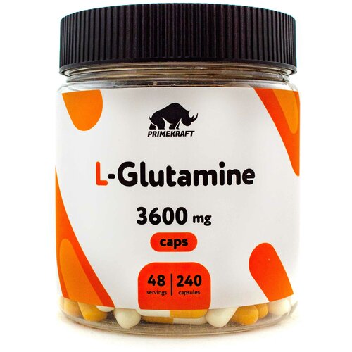 Аминокислоты Глютамин PRIMEKRAFT L-Glutamine 3600 mg / 240 капсул, 48 порций / Глютамин в капсулах