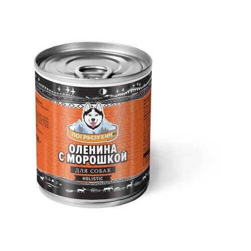 Корм консервированный для собак Погрызухин, Оленина с морошкой, 338 гр х 12 шт