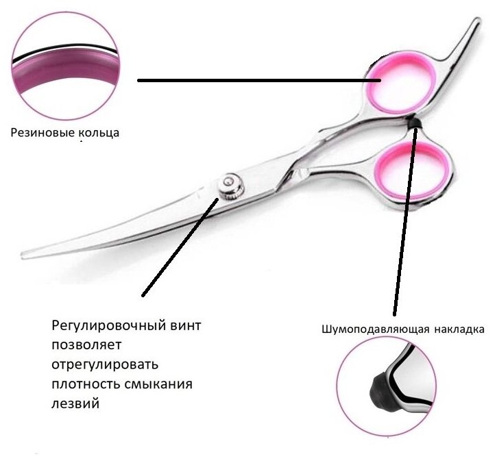 Ножницы для стрижки животных изогнутые 6 (дюймов) ROMERO / Ножницы для стрижки собак / Ножницы для стрижки кошек / Ножницы для груминга / Ножницы - фотография № 2