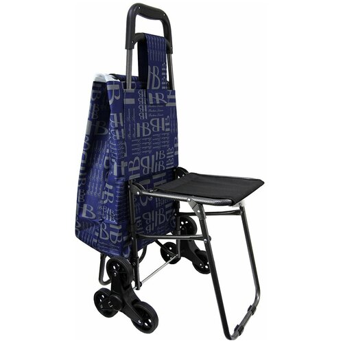 Сумка-тележка со стулом на 6 колесах синяя