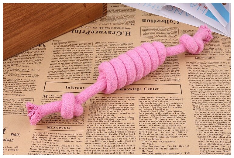 Канат плетенный 25 см, прочная игрушка для собак, розовый