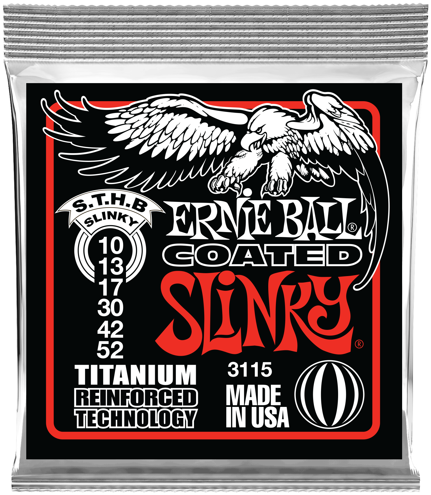 Струны для электрогитары Ernie Ball 3115 RPS Coated Titanium Skinny Top Heavy Bottom 10-52