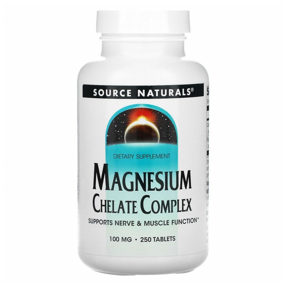 Source Naturals Magnesium Chelate (Магний хелат) 100 мг 250 таблеток