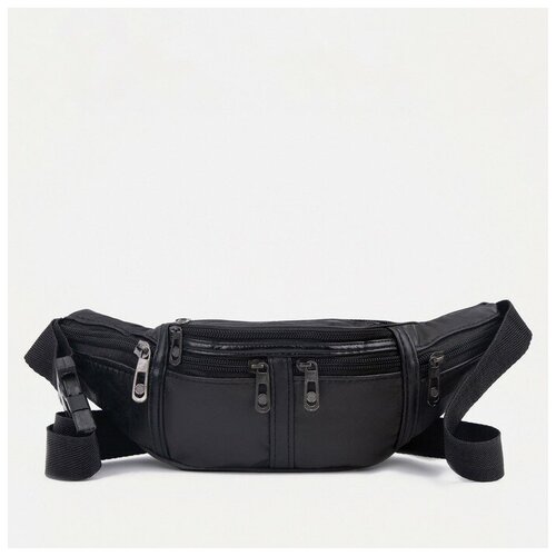 фото Сумка поясная спортивная, натуральная кожа, регулируемый ремень, черный теропром