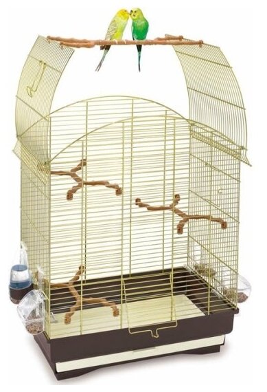 Клетка для птиц Imac AGATA, размер 58х33х62.5см., коричневый с золотом - фотография № 6