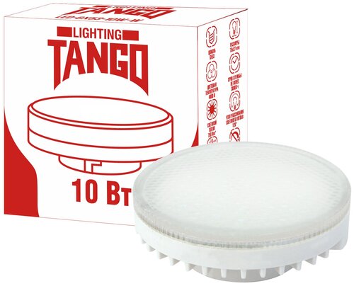 Лампочка светодиодная 10 шт 10W GX53 LED 6000K 220V 75*27mm (TANGO LED-GX53-10W-WW) TANGO