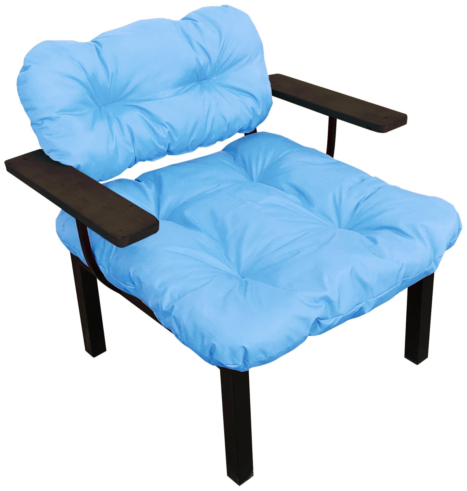 Кресло дачное, голубая подушка - фотография № 1