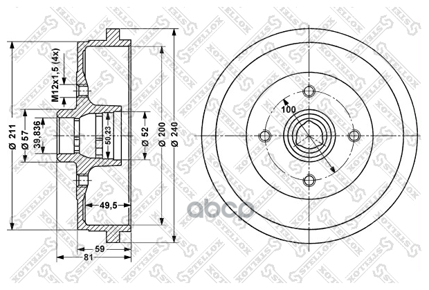 STELLOX 6025-4709-SX 6025-4709-SX_барабан тормозной!\ VW Golf 1.4-1.9TDi 91-97