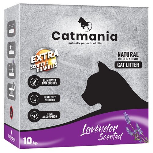 CATMANIA EXTRA LAVANDER наполнитель комкующийся для туалета кошек с ароматом лаванды коробка (10 кг)