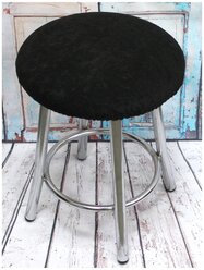 Чехол MATEX VELOURS черный на табурет, стул (резинка, фиксатор), ткань велюр, с поролоном, 33х33х2см