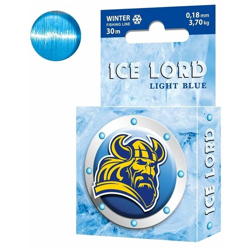 Леска зимняя для рыбалки AQUA Ice Lord Light Blue 0,18mm 30m, цвет - светло-голубой, test - 3,70kg ( 1 штука )